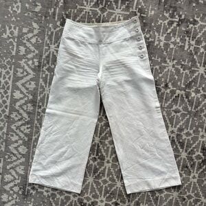 Cartonnier Anthrpologie 6 White Wide Leg Pants Side Buttons Culottes